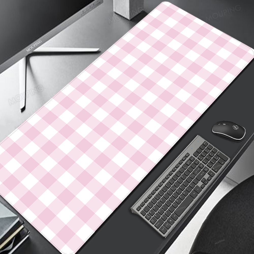 Gaming Keyboard Mouse Combo - Pink Lattice Mouse Pad Kawaii Cute