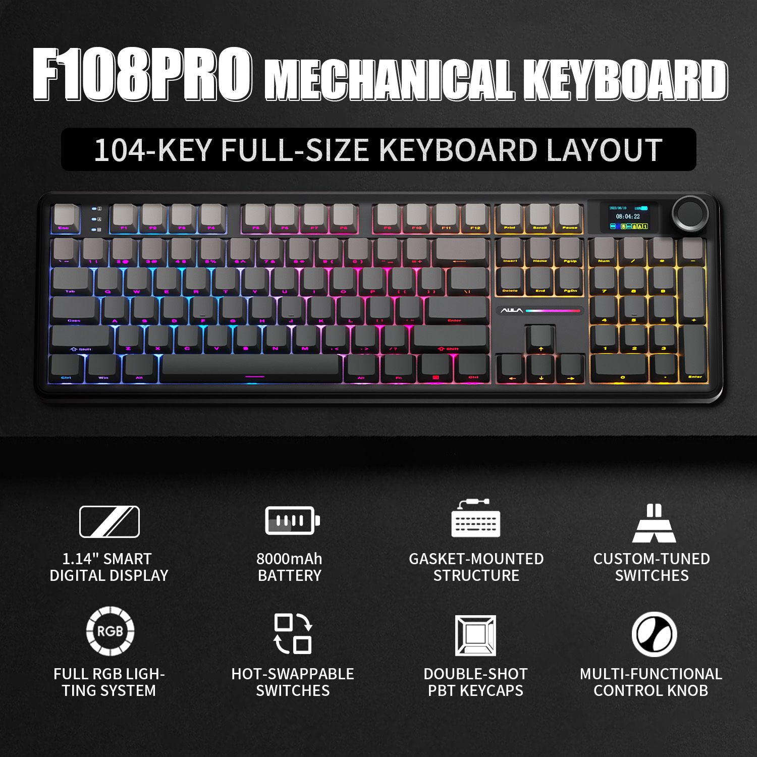Gaming Keyboard And Mouse For Xbox - AULA F108 PRO Mechanical Keyboard Custom
