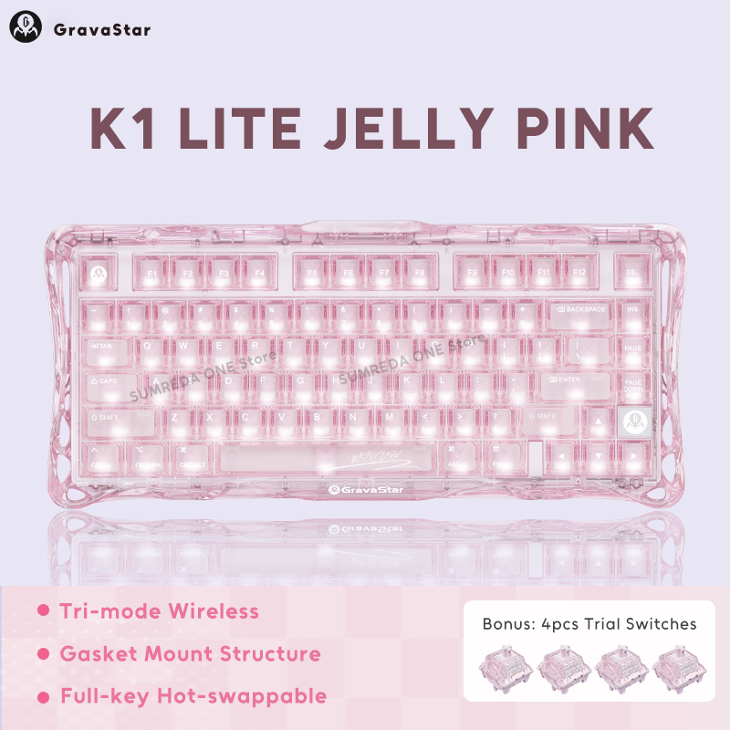 Keyboard Gaming Mac - K1 LITE JELLY PINK Mechanical Keyboard